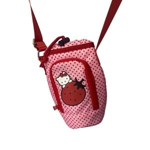 Hello Kitty Sanrio Strawberry Bottle & Card Holder Crossbody Bag Red Pink - NWT